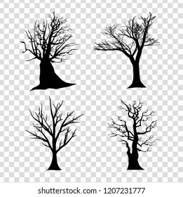Halloween tree with transparancy background.Vector illustration. Template desing