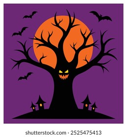 Ilustración de Arte vectorial de árbol de Halloween