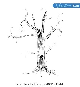 Halloween tree. vector illustration silhouette black