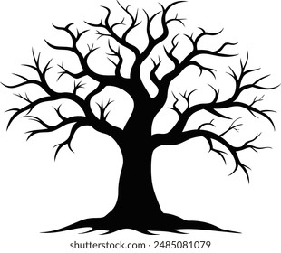 Halloween Tree Without Leaves Vector.