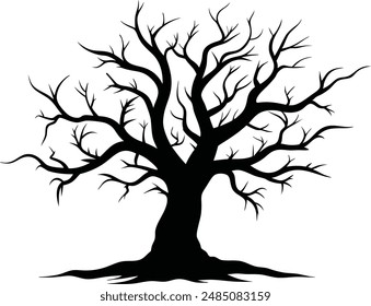 Halloween Tree Without Leaves Vector.