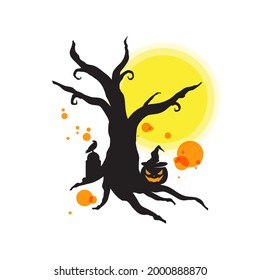 Árbol de Halloween para tu diseño para la celebración de Halloween. Ilustración del vector