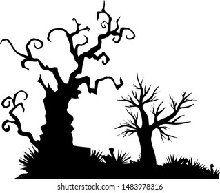 halloween trees isolated on white background.vector