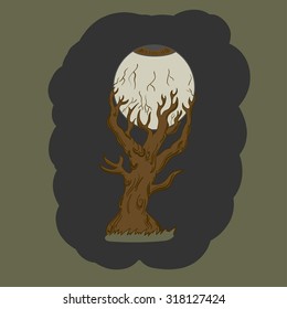 Halloween Tree-vector with eye. . vector illustration