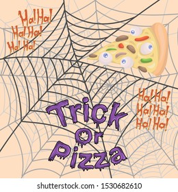 Halloween trick or pizza, creative graphic for halloween idea