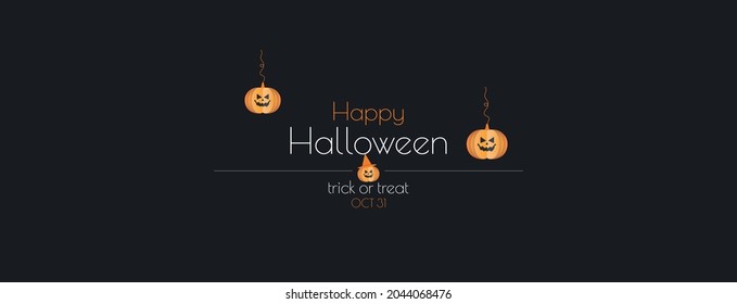 Halloween, Trick or treat banner. Modern minimal design for invitation. Flat vector illustration.