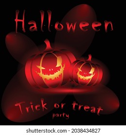 Halloween trick or treat banner with scary pumpkin and red glowing