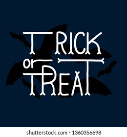 Halloween trick or treat with bat. Vector name, term, design, symbol.