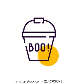 Halloween trick or treat bucket for sweets. Pixel perfect, editable stroke art icon