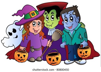 Halloween trick or treat characters - vector illustration.
