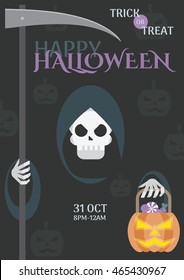 Halloween Trick or Treat. Flat vector illustration for making Poster, Banner, Invitation and Background.