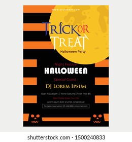 Halloween Trick Or Treat Flyer. Vector Illustration