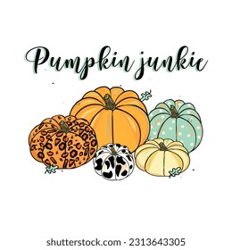 Halloween Trick or treat and guising illustration. Tiger orange pumpkin for Halloween design. Vector illustration as a blank for a designer, logo, icon, textiles