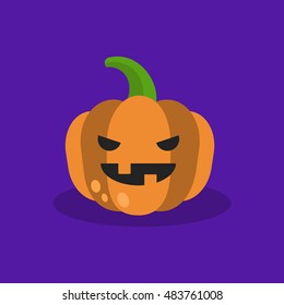 Halloween trick or treat illustration: Jack o'lantern. Scary carved pumpkin