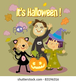 halloween trick or treat kids greeting card