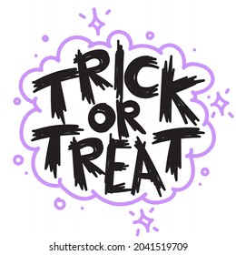 halloween trick or treat label letter typography vector design