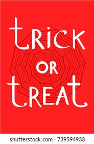 Halloween trick or treat lettering card red background