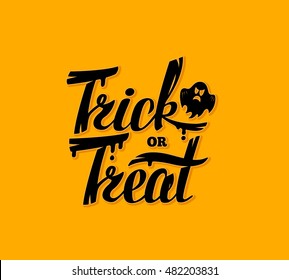 Halloween Trick or treat lettering greeting card Vector illustration