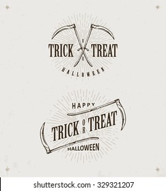 halloween trick or treat logos, set of logos, badges