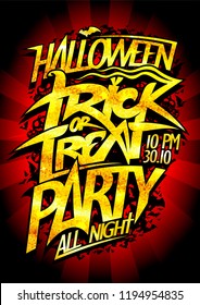 Halloween Trick or treat party poster, invitation card or web banner