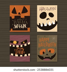 Cartel de Halloween, truco o trato, tarjeta. Vector