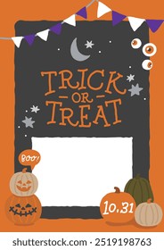 halloween truque ou tratar modelo cartaz com guirlanda e jack o lanterna 