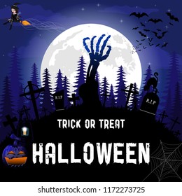Halloween Trick or Treat Poster. Vector illustration