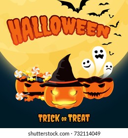 halloween trick or treat pumpkin jack o lantern vector