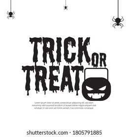 Halloween trick or treat pumpkin vector background template. Halloween trick or treat greeting text with empty space for message and pumpkin basket with sweet candies element. Vector illustration.
