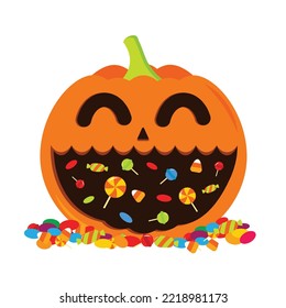 Halloween trick or treat pumpkin vector design illustration. Jack o lantern vector.