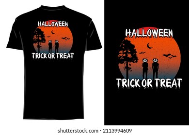 Halloween trick or treat silhouette t shirt mockup retro vintage