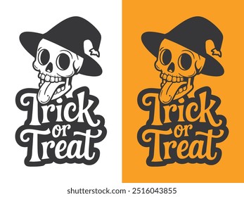 Halloween Trick or Treat Skull Wearing Hat