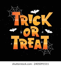 Halloween trick or treat with spider and bat
