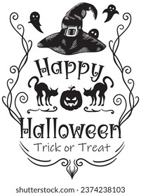 Halloween Trick Or Treat, Spooky Halloween Design, Halloween Download, Trick Or Treat Digital Art, Halloween Craft