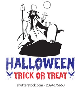 Halloween trick or treat t shirt design, vector file.