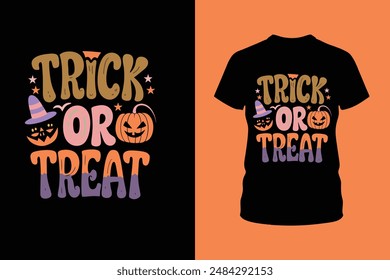 Halloween trick or treat t shirt design vector illustration.