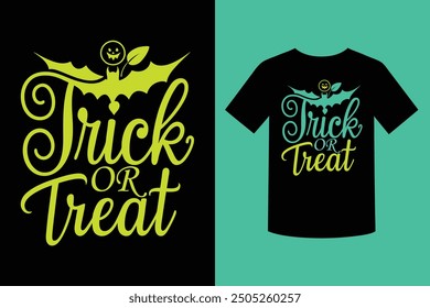 Halloween Trick or Treat T Shirt Design. Perfect for t shirt prints, party outfits, and festive decor, adding a playful and spooky touch to your Halloween festivities.