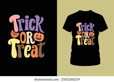 Halloween Trick or Treat T Shirt Design. Perfect for t shirt prints, party outfits, and festive decor, adding a playful and spooky touch to your Halloween festivities.