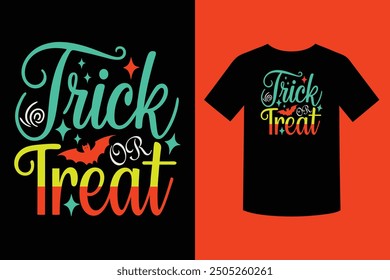 Halloween Trick or Treat T Shirt Design. Perfect for t shirt prints, party outfits, and festive decor, adding a playful and spooky touch to your Halloween festivities.