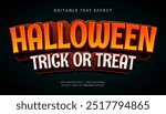 Halloween trick or treat text effect. Editable text effect mystery template