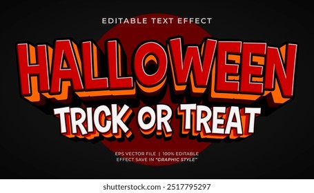 Truco de Halloween o tratar efecto de texto. Efecto de texto editable vintage Plantilla de misterio