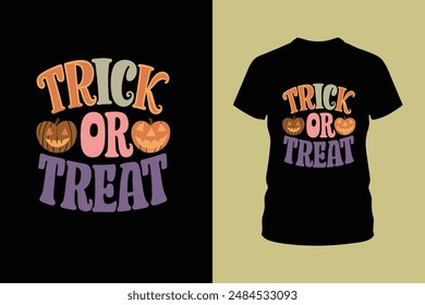 Ilustración vectorial de diseño de camiseta de Halloween Trick or Treat.