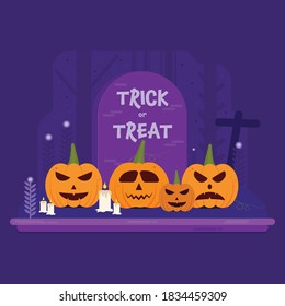 Vector de truco o de árboles de Halloween 