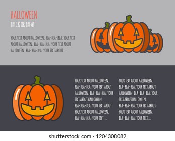 halloween - trick or treat! vector banner for web with pumpkins - traditional halloween symbol. flat style.