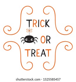 Halloween Trick or Treat vector card with a spider