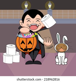Halloween, trick or treat, vector illustration