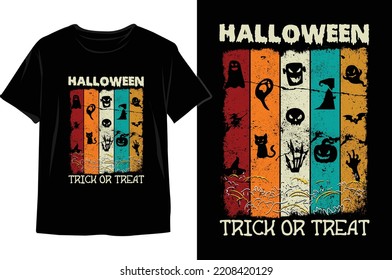 Halloween Trick Or Treat Vintage Halloween Time Vector Design for print on T-shirt. Halloween T-shirt Design Vector Graphics