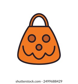 Halloween trick-or-treat bag vector with cartoon clipart and line art, perfect for festive designs