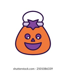 Halloween trick-or-treat bag vector with cartoon clipart and line art, perfect for festive designs