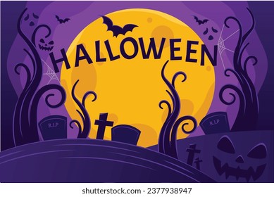 Halloween trick-or-treat night party, poster, banner key visual
